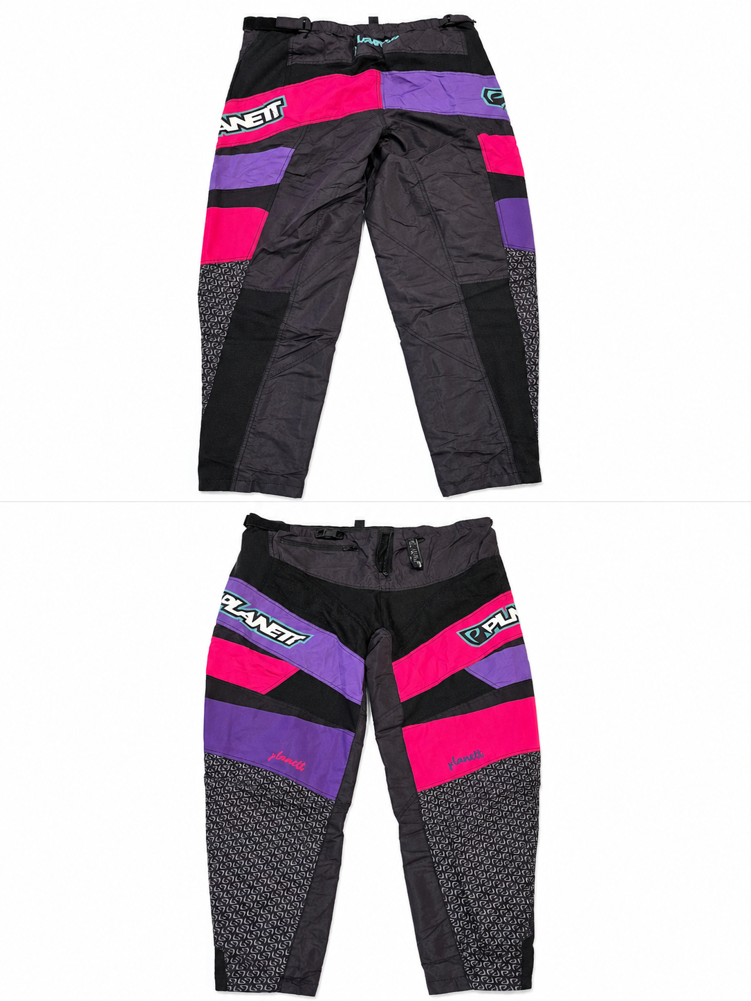 Planett Pro-Lite BMX Race Pants (Black - Pink/Purple Stripes)
