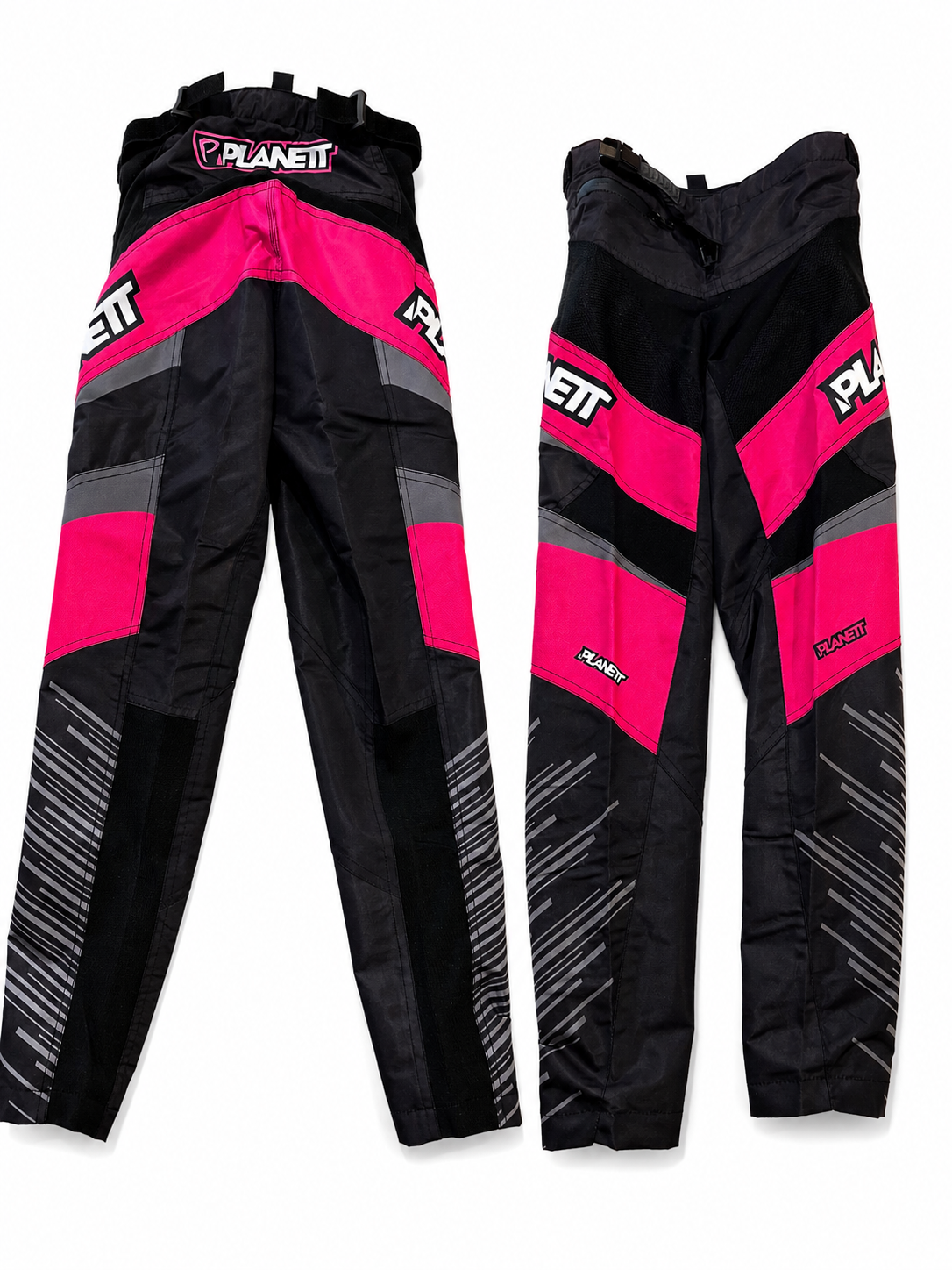 Planett Pro-Lite BMX Race Pants (Black/Pink - Grey Leg Stripes)