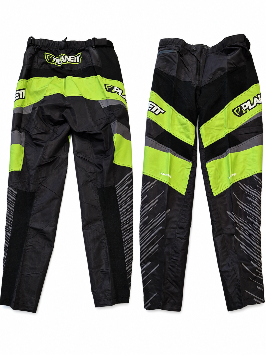 Planett Pro-Lite BMX Race Pants (Lime Green/Black - Grey Stripes)