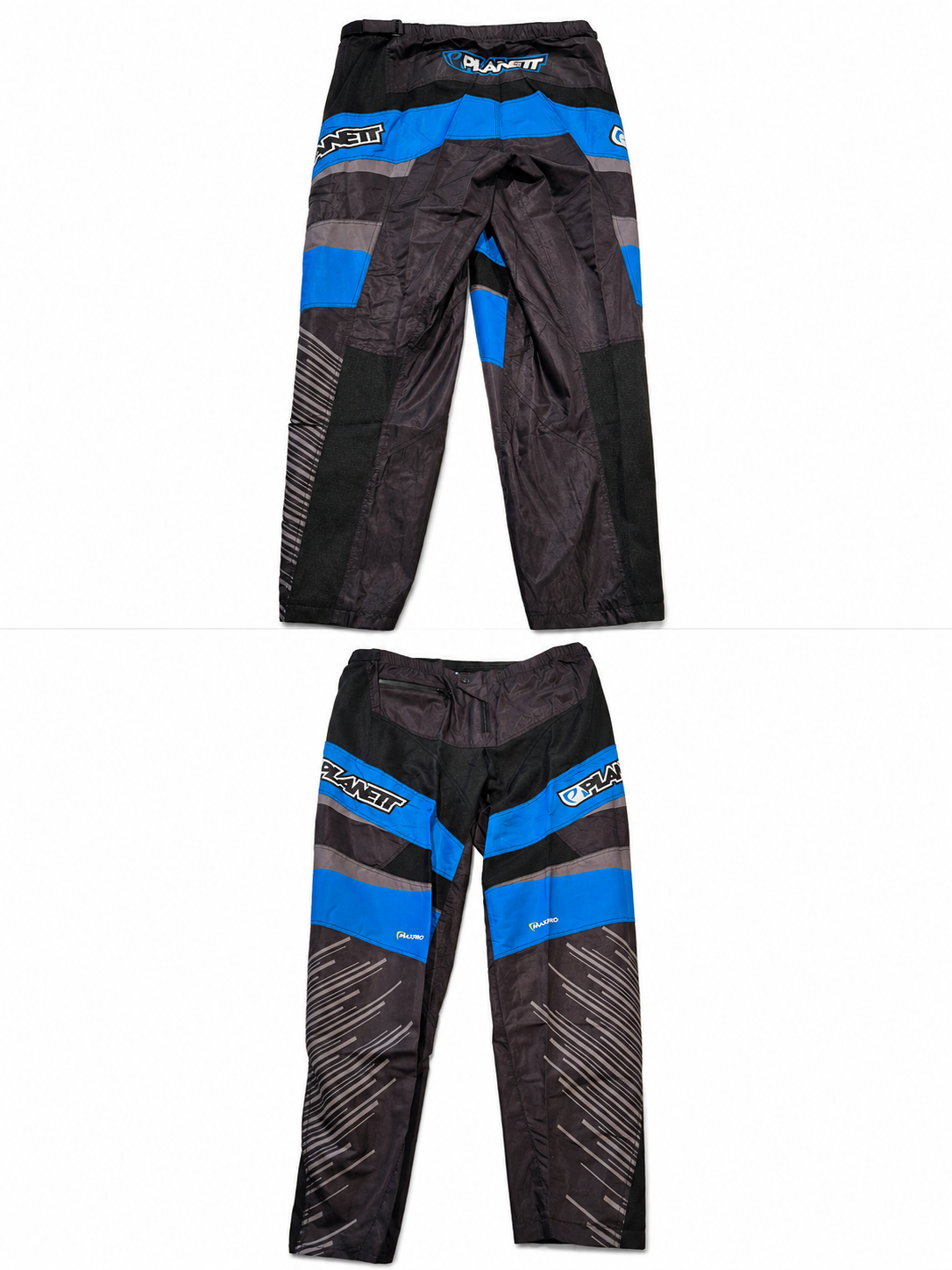 Planett Pro-Lite BMX Race Pants (Black/Blue - Grey Leg Stripes)