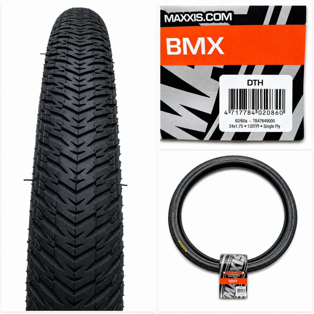 Maxxis DTH BMX Tyre 24 x 1.75" Silkworm 120TPI (Black)