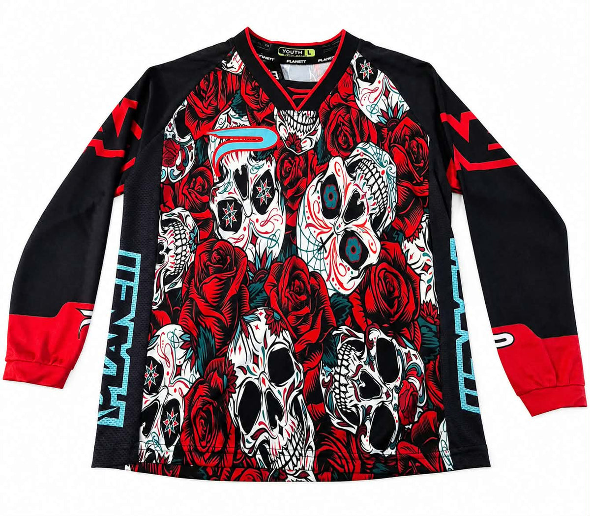 Planett BMX Jersey Black Red Skulls