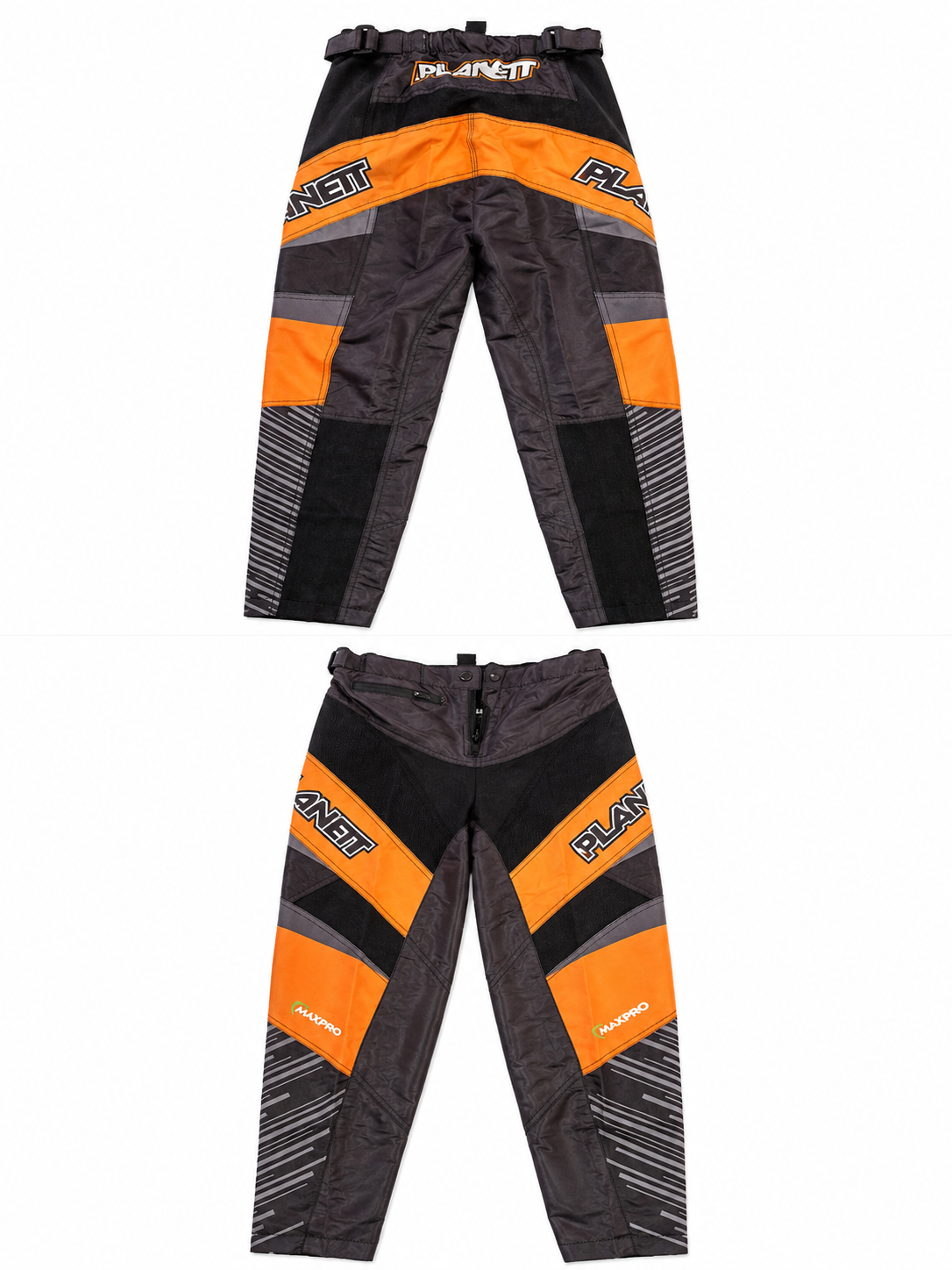 Planett Pro-Lite BMX Race Pants (Black/Orange - Grey Leg Stripes)