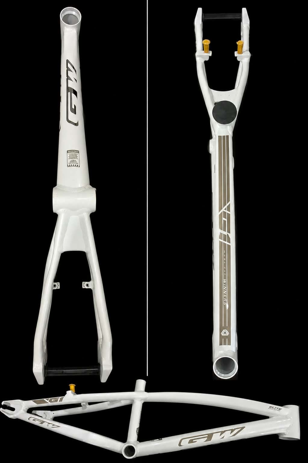 GW G1 Winners Alloy BMX Race Frame | White & Gold