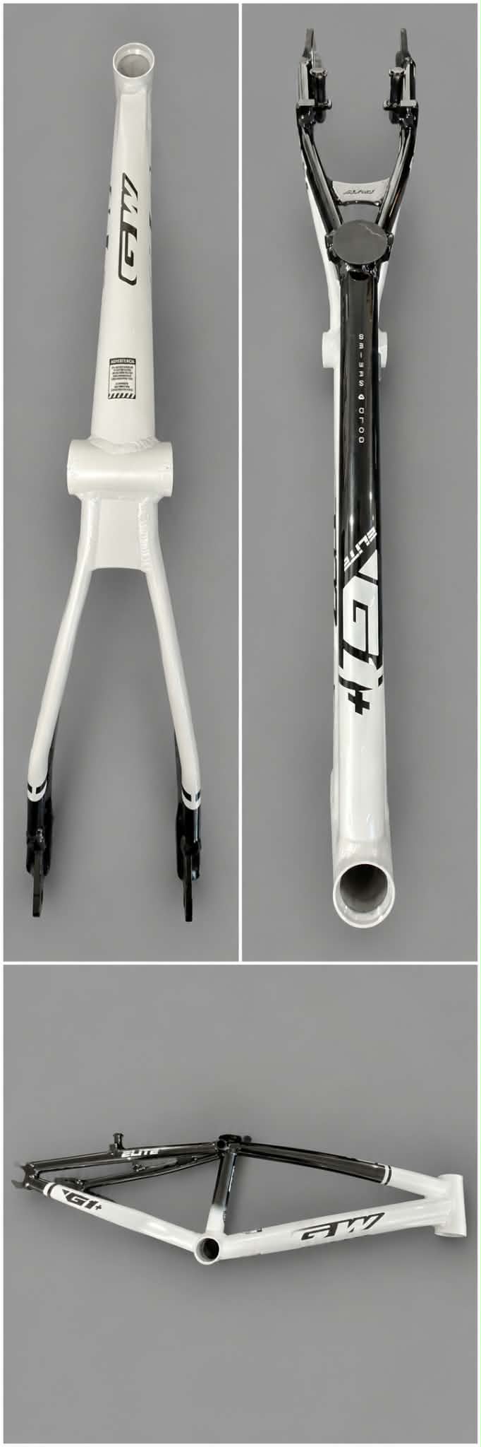 GW G1+ Elite Gold Series Alloy BMX Race Frame | White & Black