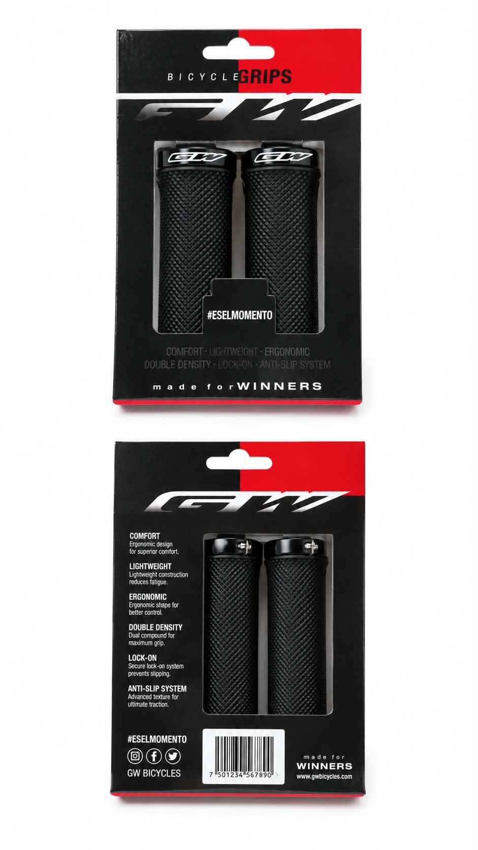 GW Winners - BMX Race Grips (Mini Size) Black