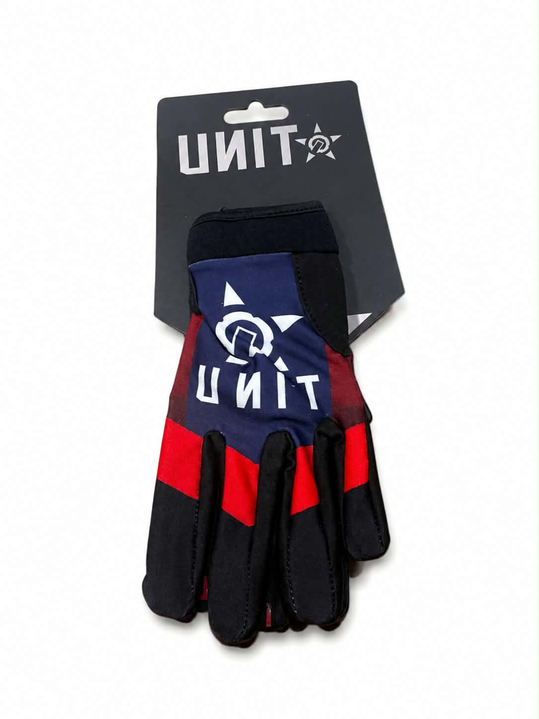 Unit BMX Racing Gloves - Black, Blue, Red (Youth Medium)