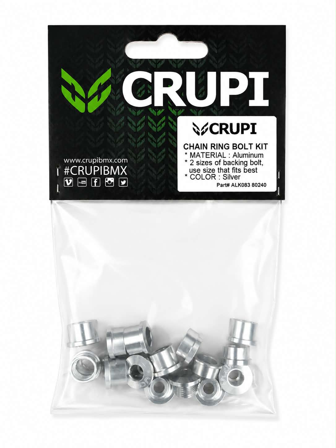 Crupi Chain Ring Bolt Kit (Silver)