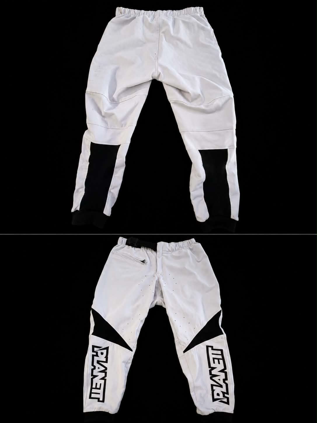 Planett Lite-Weight BMX Race Pants - New Style (White - Black Logo)