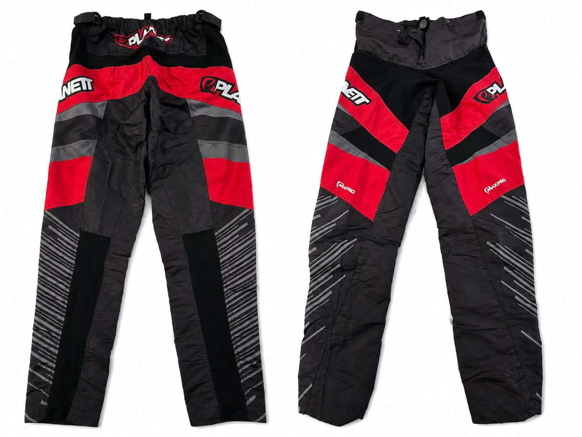 Planett Pro-Lite BMX Race Pants (Black/Red - Grey Stripes)